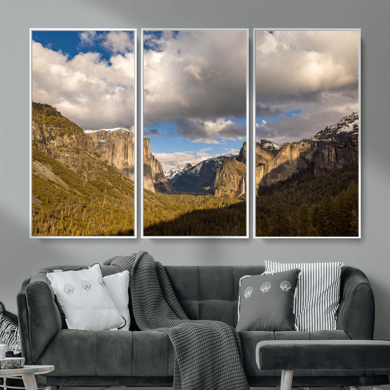 51451302-MGV-CV-36X24 - Yosemite Valley Mountain Landscape Wall Art Canvas Print, Granite Cliff Forest Valley Canvas Print, California National Park Scenic Art Printing