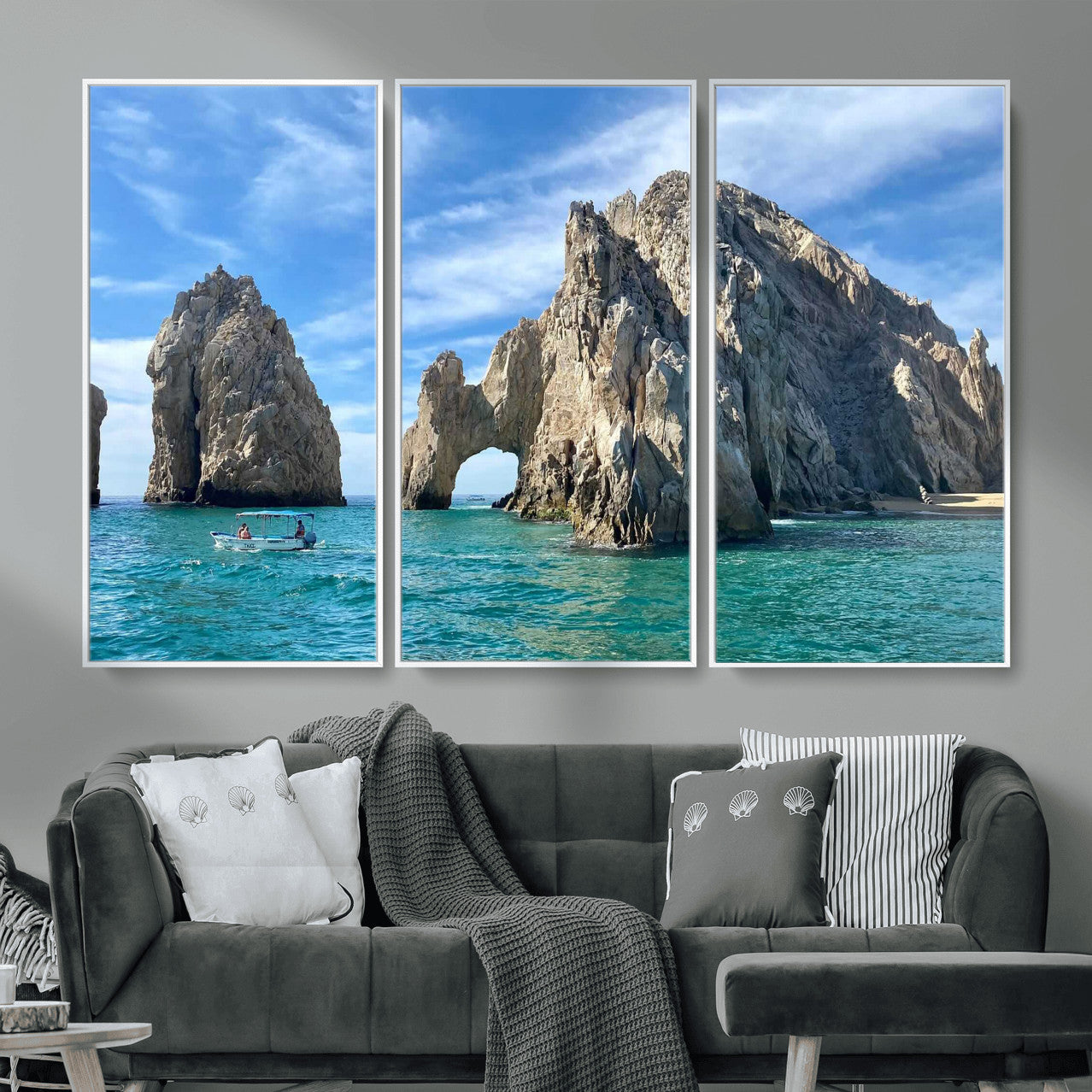 20946478-MGV-CV-36X24 - El Arco Cabo San Lucas Ocean Arch Wall Art Canvas Print, Baja California Rock Arch Seascape Canvas Print, Mexico Coastal Landmark Scenic Art Printing