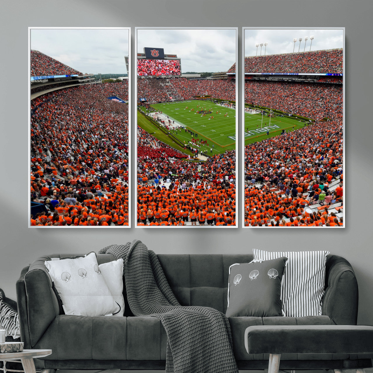 82562490-MGV-CV-36X24 - Auburn Stadium Sunset Wall Art Canvas Print, Jordan Hare Stadium Game Day Crowd, Auburn Tigers Football Artwork