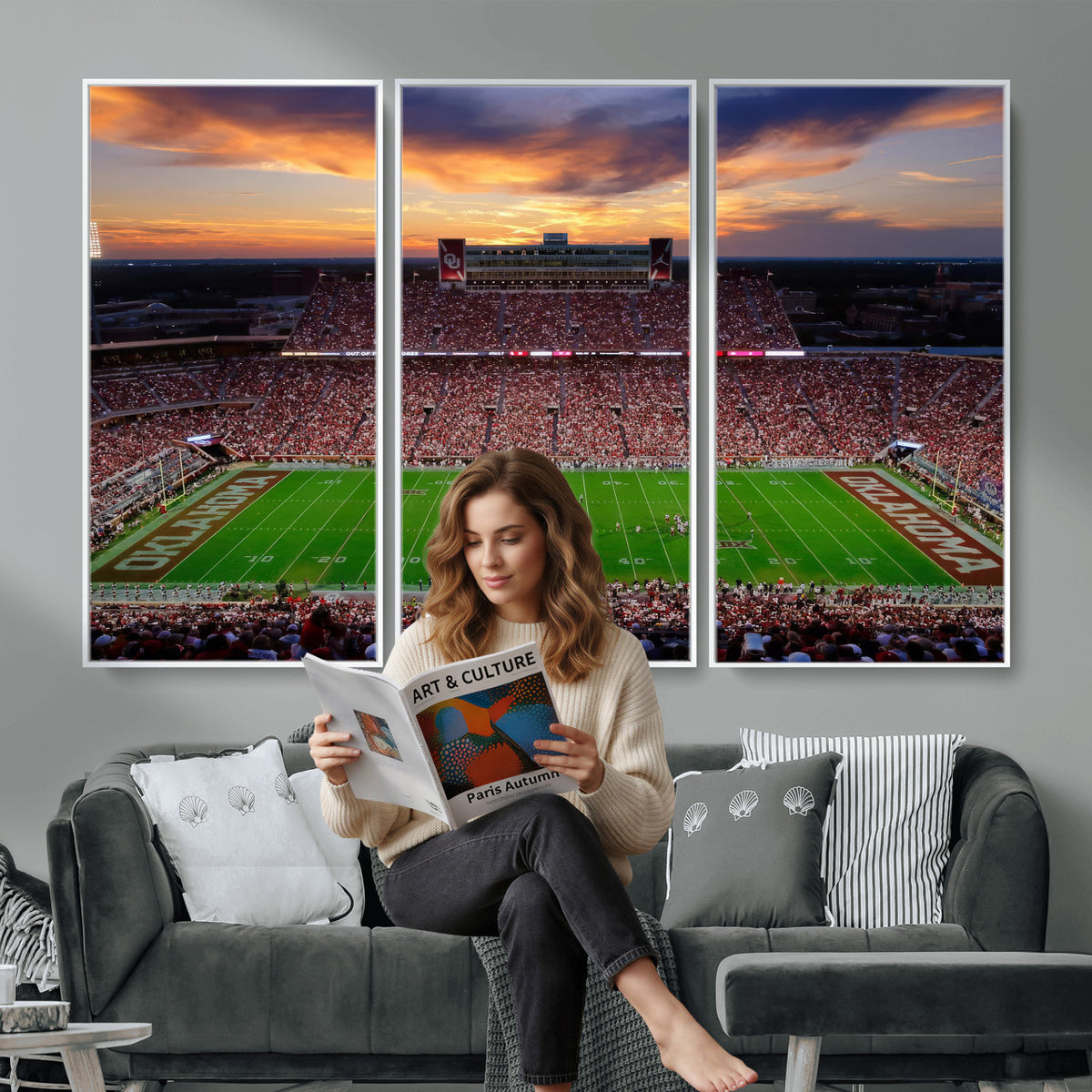 51457497-MGV-CV-36X24 - Oklahoma Sooners Stadium Wall Art Canvas Print, College Football Decor
