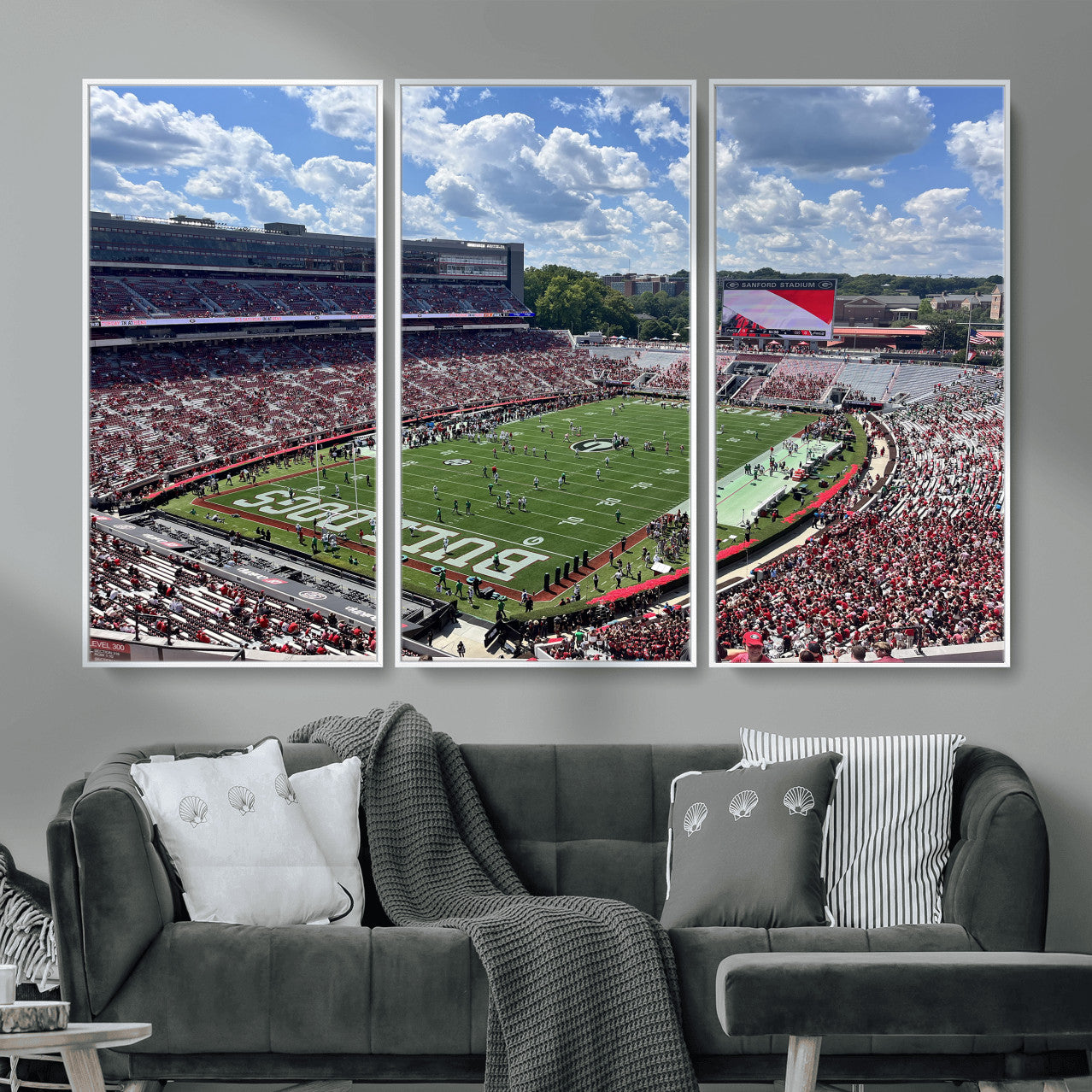 10665453-MGV-CV-36X24 - Georgia Bulldogs Stadium Wall Art Canvas Print, Sanford Stadium Football Field Panorama, College Football Game Day Wall Decor