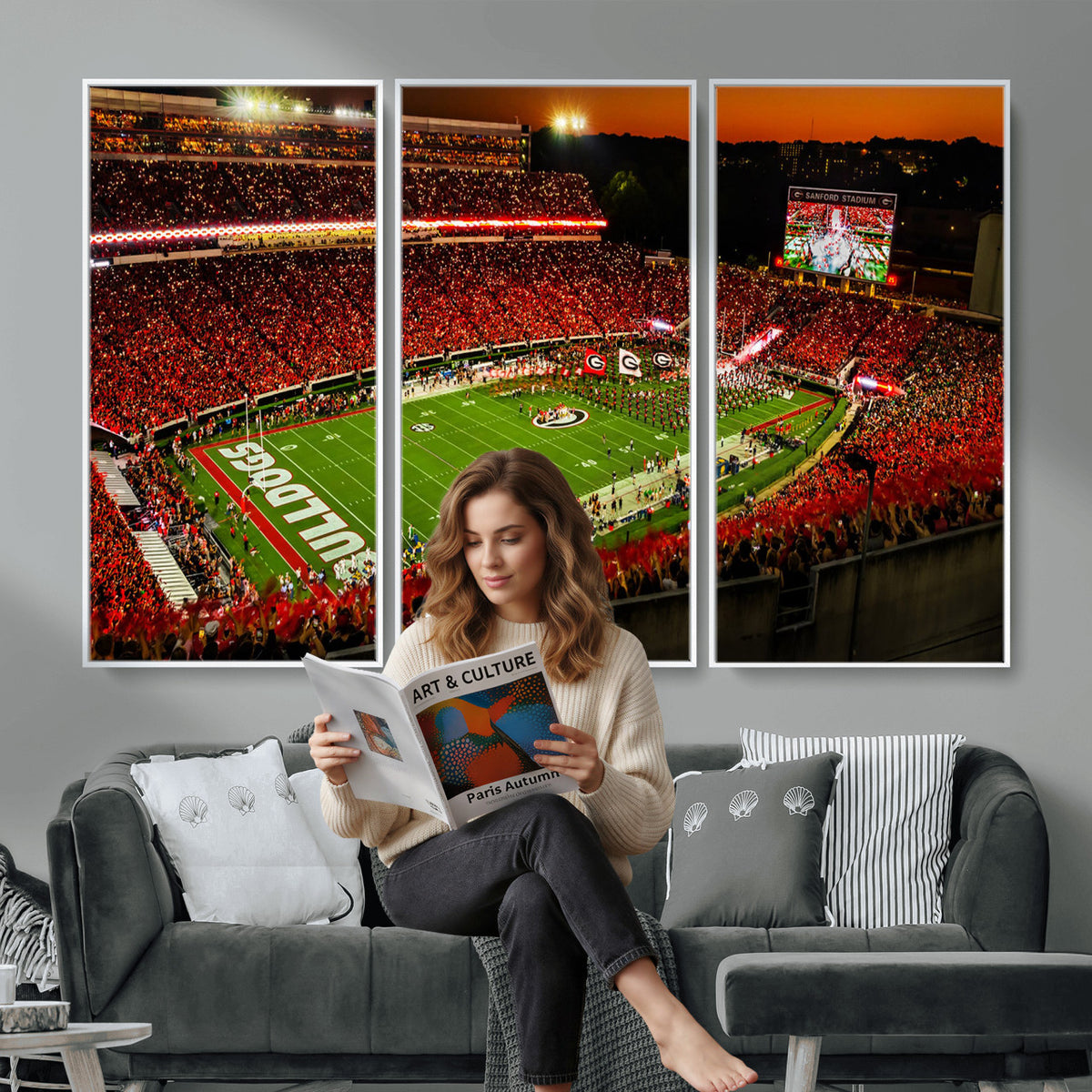 48894104-MGV-CV-36X24 - Georgia Bulldogs Stadium Wall Art Canvas Print, Sanford Stadium
