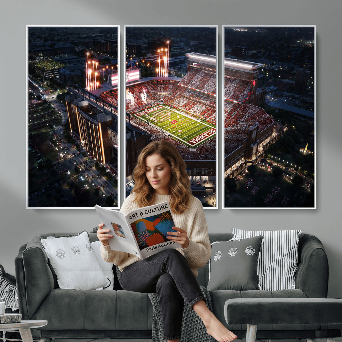 16867141-MGV-CV-36X24 - Oklahoma Memorial Stadium, Gaylord Memorial Stadium Wall Art