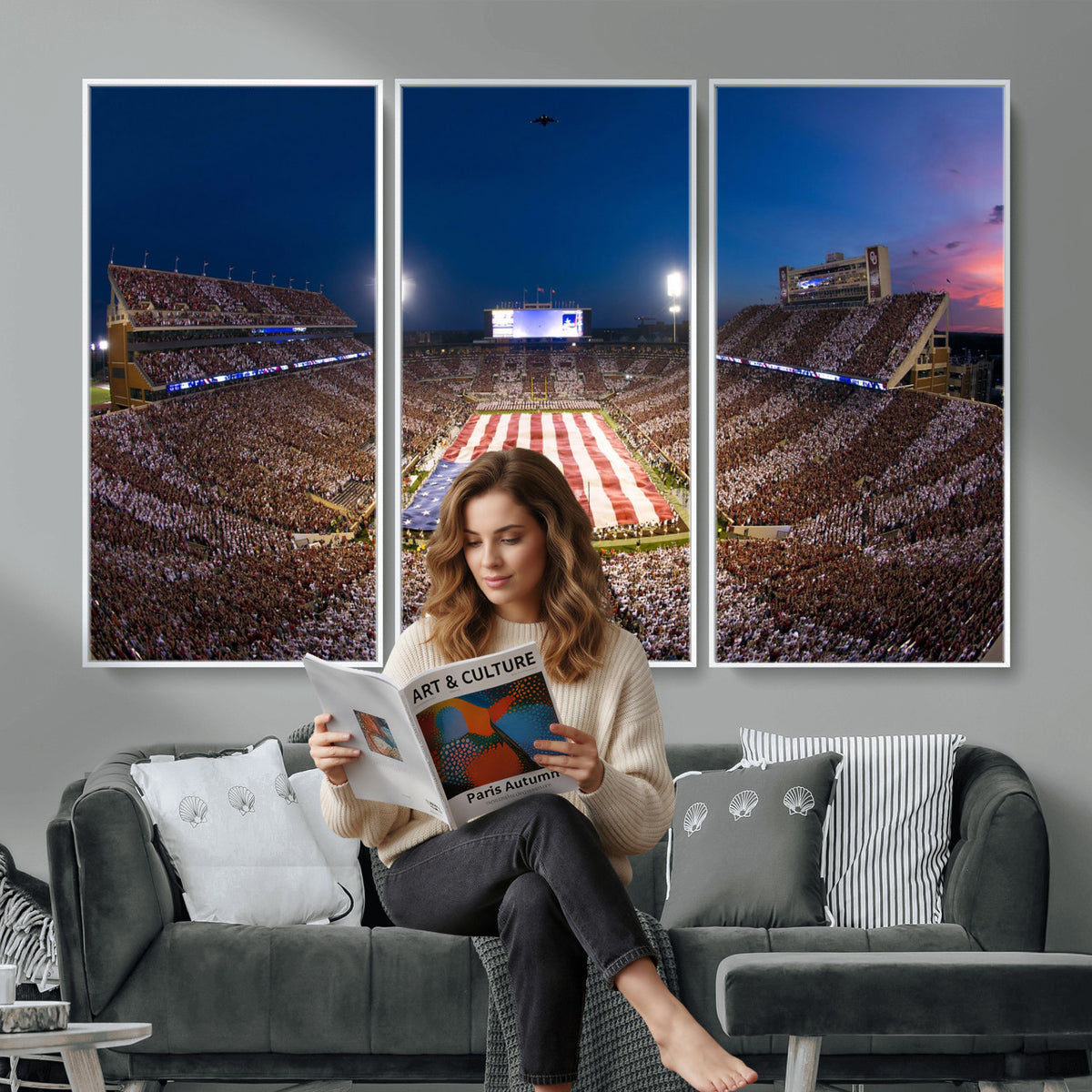 12979182-MGV-CV-36X24 - Oklahoma Sooners Memorial Stadium Wall Art Canvas Print