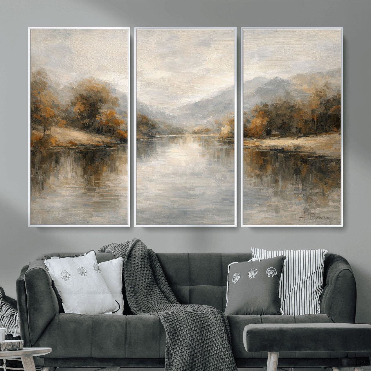 62194542-MGV-CV-36X24 - Abstract Landscape Wall Art Canvas Print, Modern Lake Printing Wall Decor for Contemporary Interiors