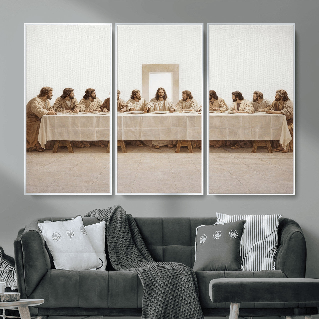 76380069-MGV-CV-36X24 - The Last Supper Wall Art Canvas Print, Jesus Christ Biblical Scene Canvas Print, Christian Religious Artwork for Church Living Room Decor