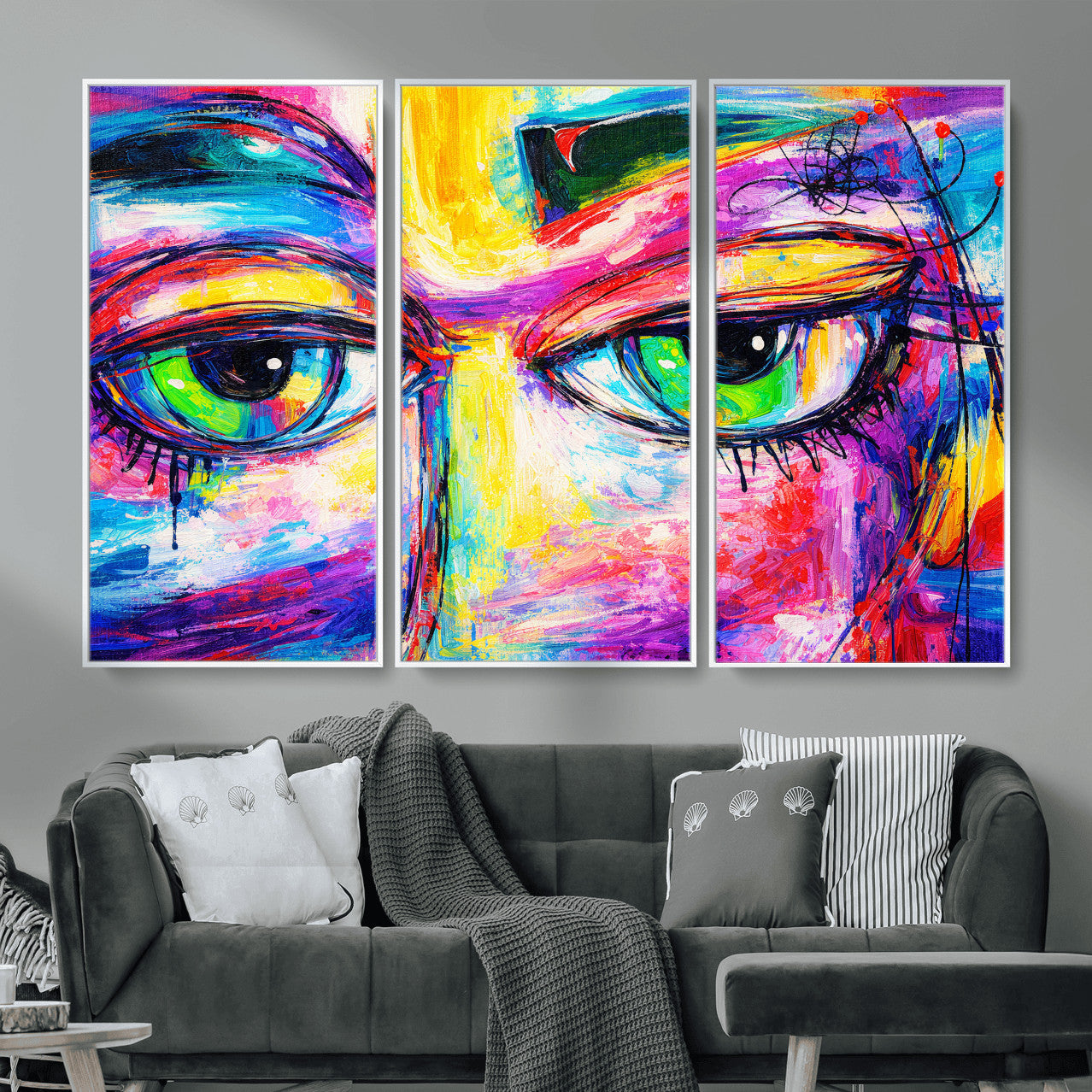 99390655-MGV-CV-36X24 - Colorful Abstract Face Wall Art Canvas Print – Modern Pop Art Portrait Artwork for Contemporary Living Room Decor