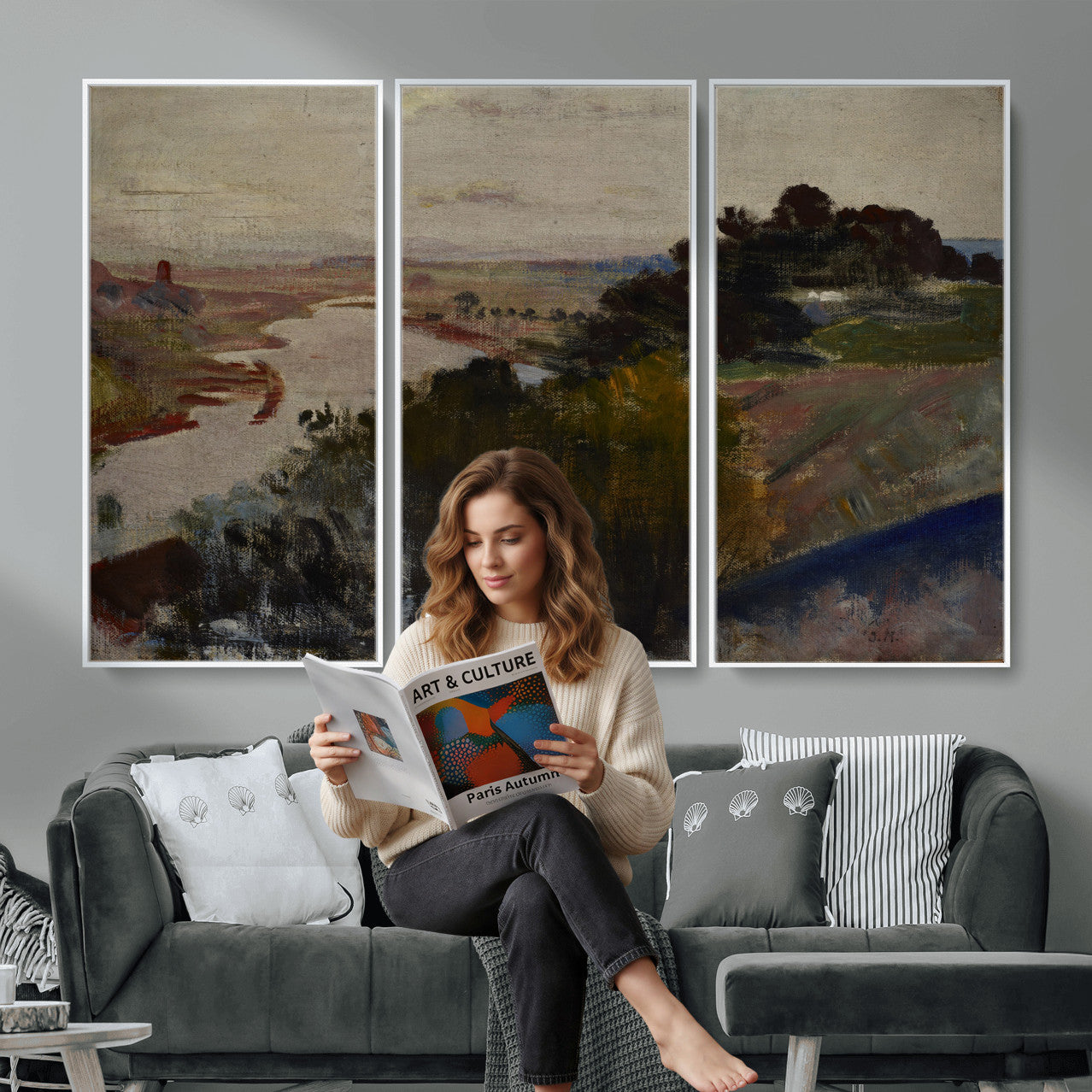 55507874-MGV-CV-36X24 - Jacek Malczewski Landscape at the Vistula Wall Art Canvas Print