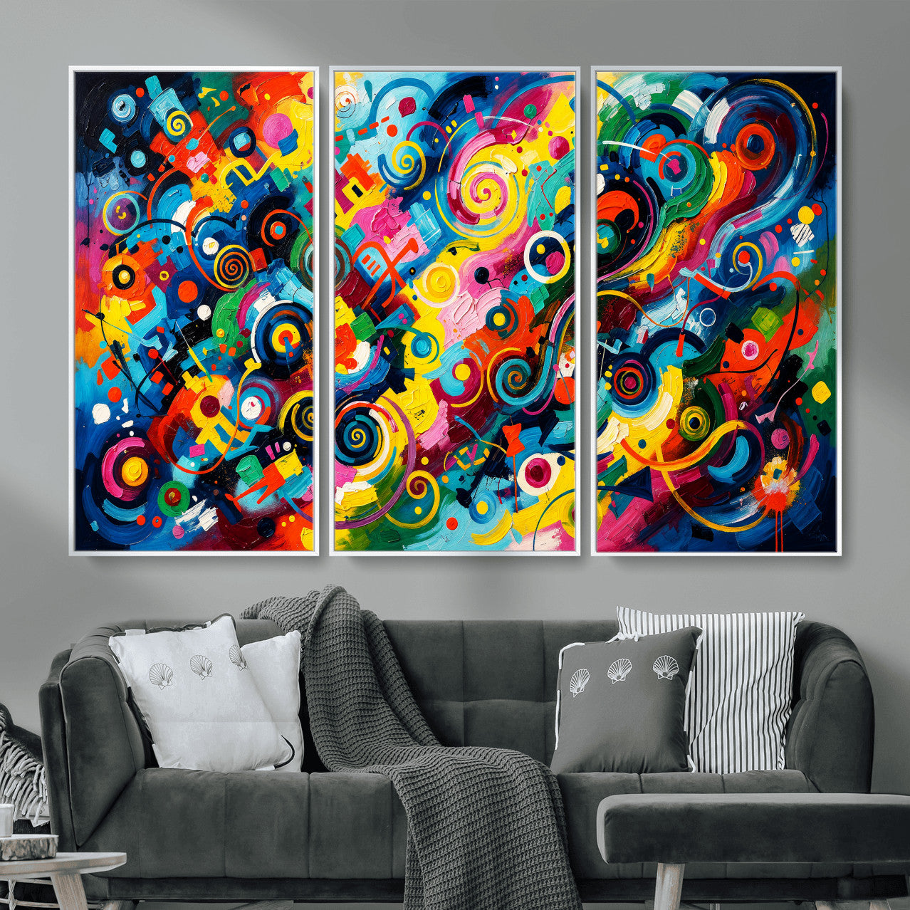 4712069R1-MGV-CV-36X24 - Geometric Abstract Wall Art Canvas Print, Bold Color Abstract Expressionist Painting Print, Modern Geometric Abstract Canvas Art