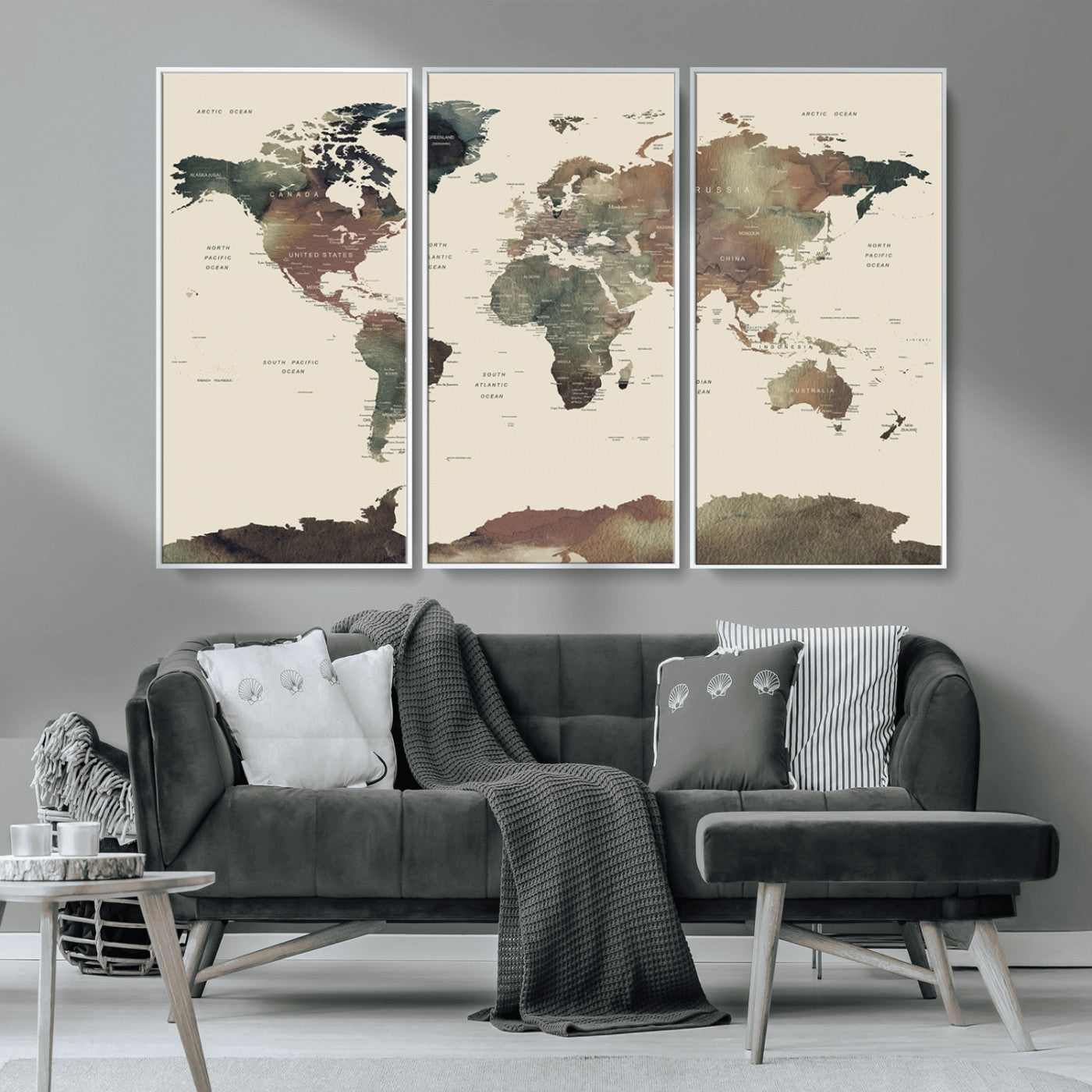 MGV-FC-48X32-3P - World Map Wall Art Canvas Print for Home and Office Decor