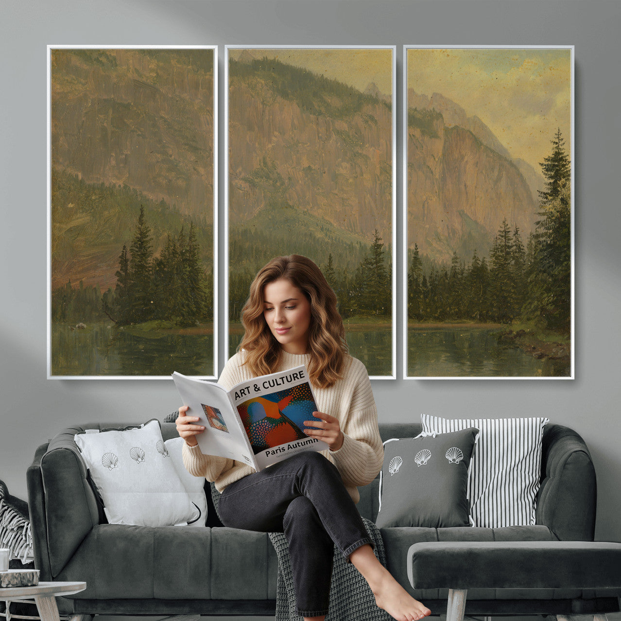 76844524-MGV-CV-36X24 - Frederic Edwin Church Hintersee Canvas Print, Hudson River School Mountain Lake Painting 1868, American Romantic Landscape, Vintage Nature Wall Art