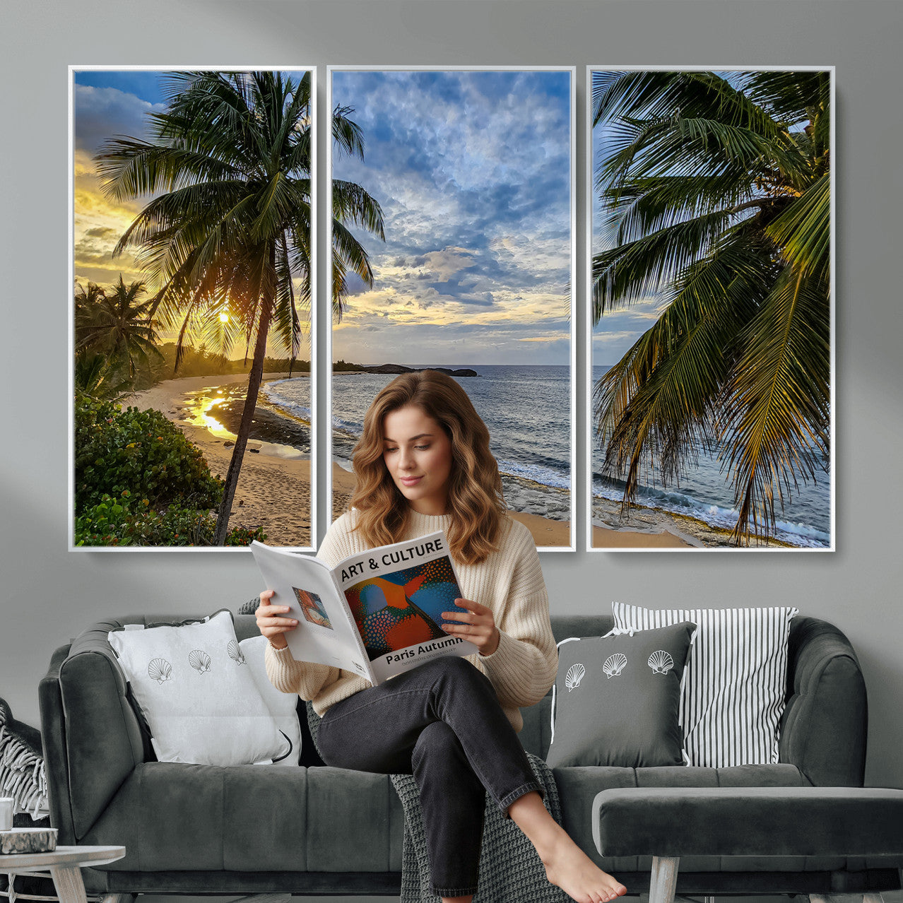 83399063-MGV-CV-36X24 - Puerto Rico Beach Paradise Wall Art – Tropical Coastal Print