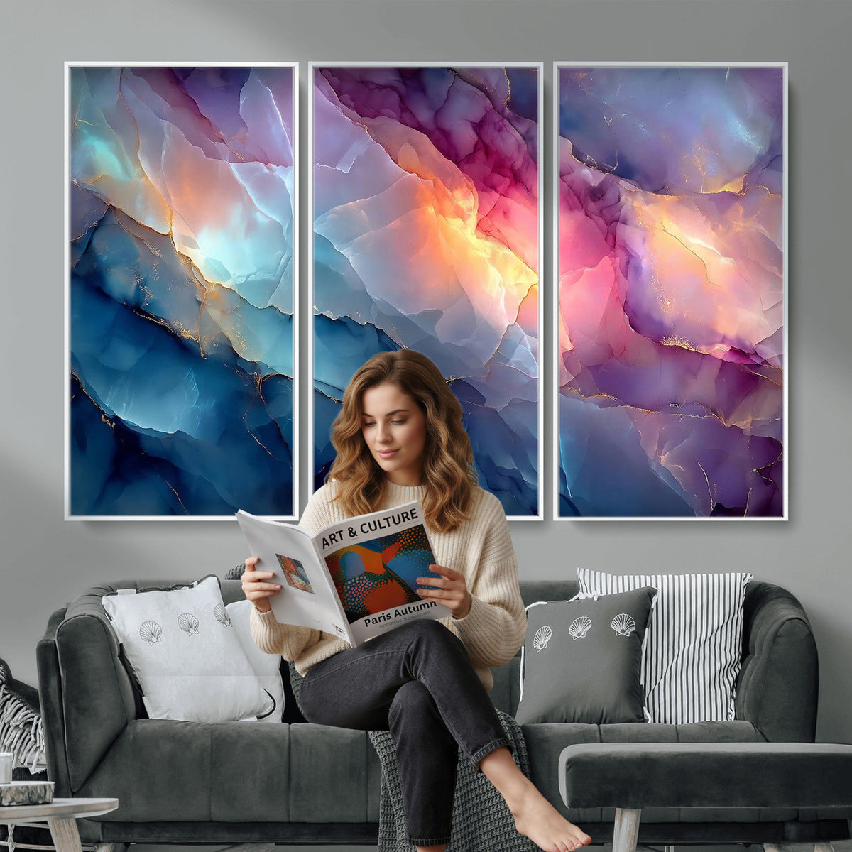28163849-MGV-CV-36X24 - Colorful Abstract Canvas Wall Art Print, Vibrant Popup Color Art Print