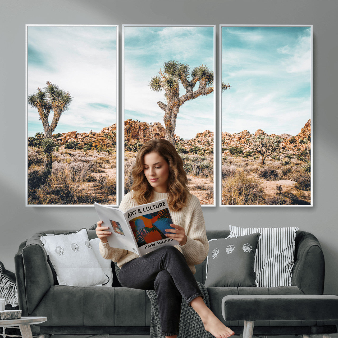 41451127-MGV-CV-36X24 - Joshua Tree National Park Canvas Wall Art Print, Desert Landscape Photography, Southwest Nature Decor - Ready to Hang