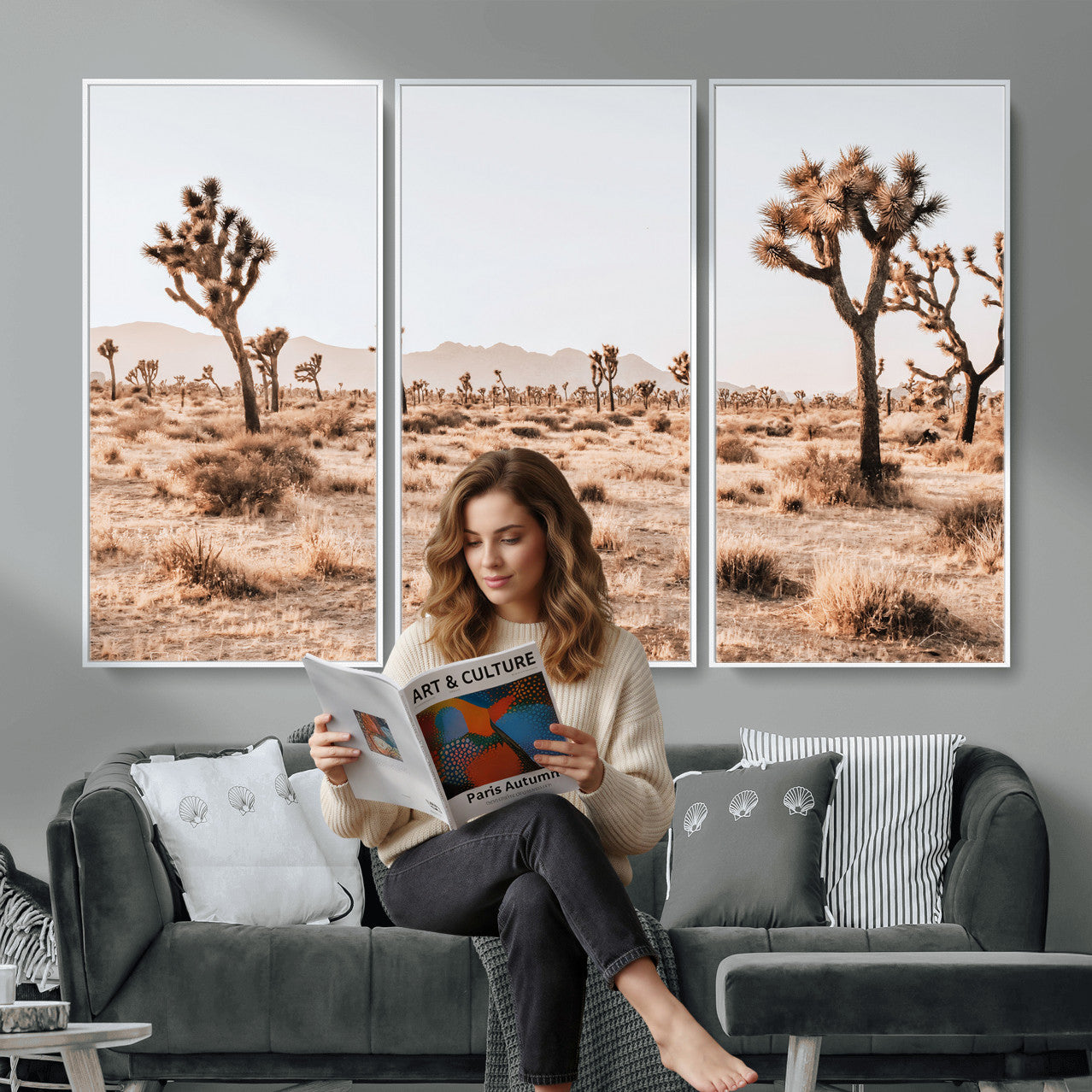 33549408-MGV-CV-36X24 - Joshua Tree Desert Canvas Wall Art Print - Desert Landscape Photography, Boho Southwest Wall Decor, Nature Canvas, Ready to Hang