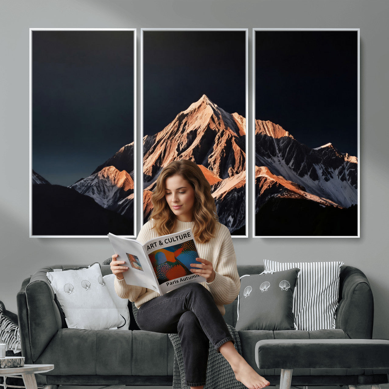 10196184-MGV-CV-36X24 - Snow Mountain Wall Art Canvas Print for Living Room Decor