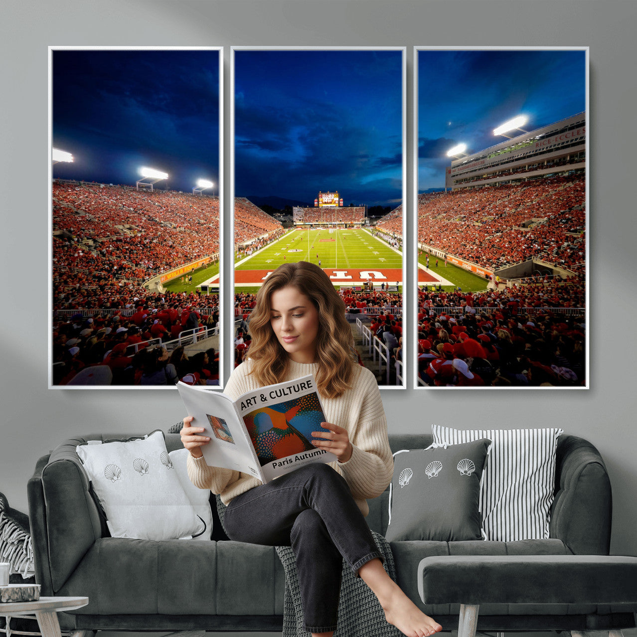 74019251-MGV-CV-36X24 - Rice-Eccles Stadium Wall Art Canvas Print - Utah Salt Lake City Stadium Print