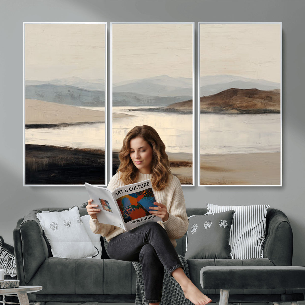36873679-MGV-CV-36X24 - Modern Abstract Landscape Canvas Wall Art, Minimalist Nature Printing