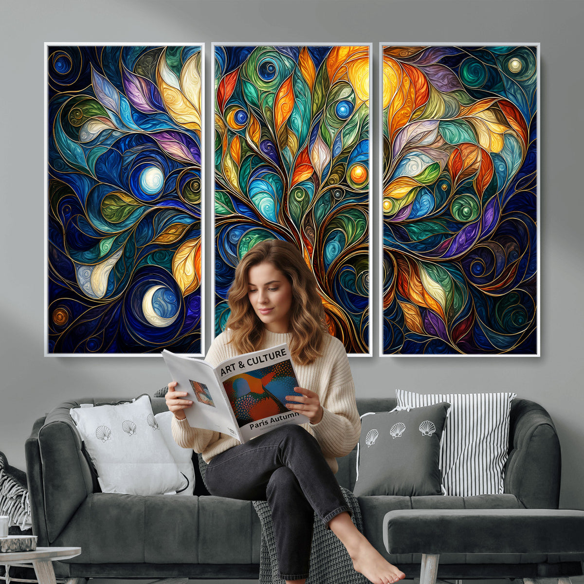 60127105-MGV-CV-36X24 - Psychedelic Tree Of Life Wall Art - Vibrant Swirl Cosmic Nature Decor