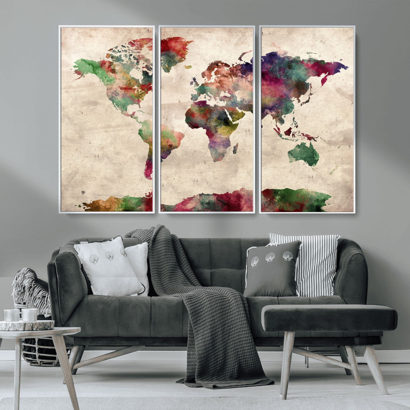 MGV-FC-48X32-3P - World Map Wall Art Canvas Print for Home and Office Decor