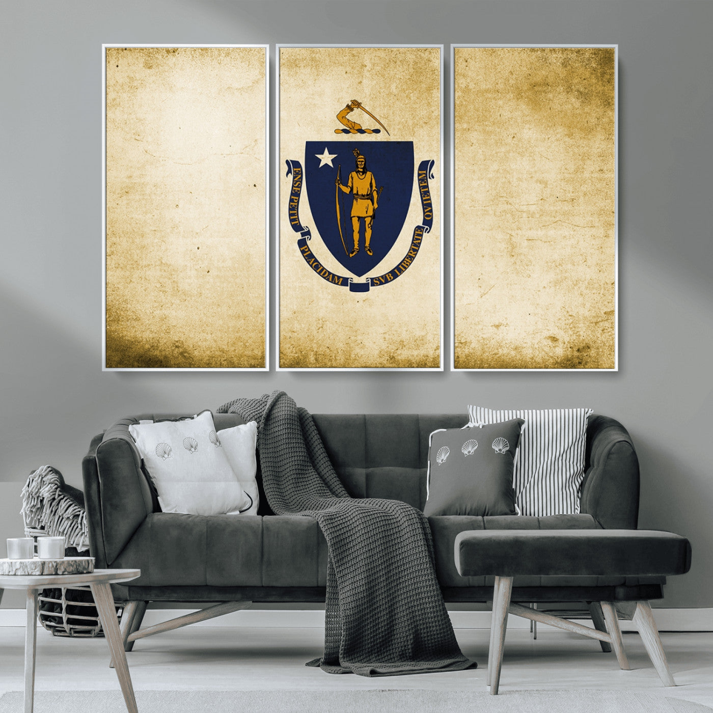 MGV-FC-48X32-3P - Massachusetts Flag Wall Art Canvas Print