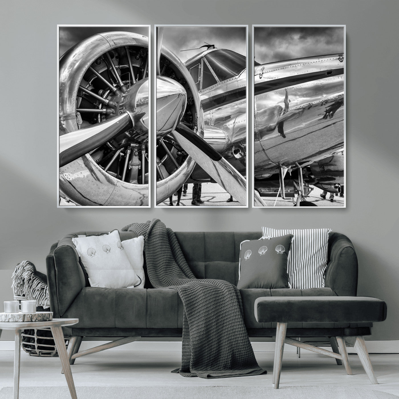 MGV-FC-48X32-3P - Vintage Antique Airplane Wall Art Canvas Print