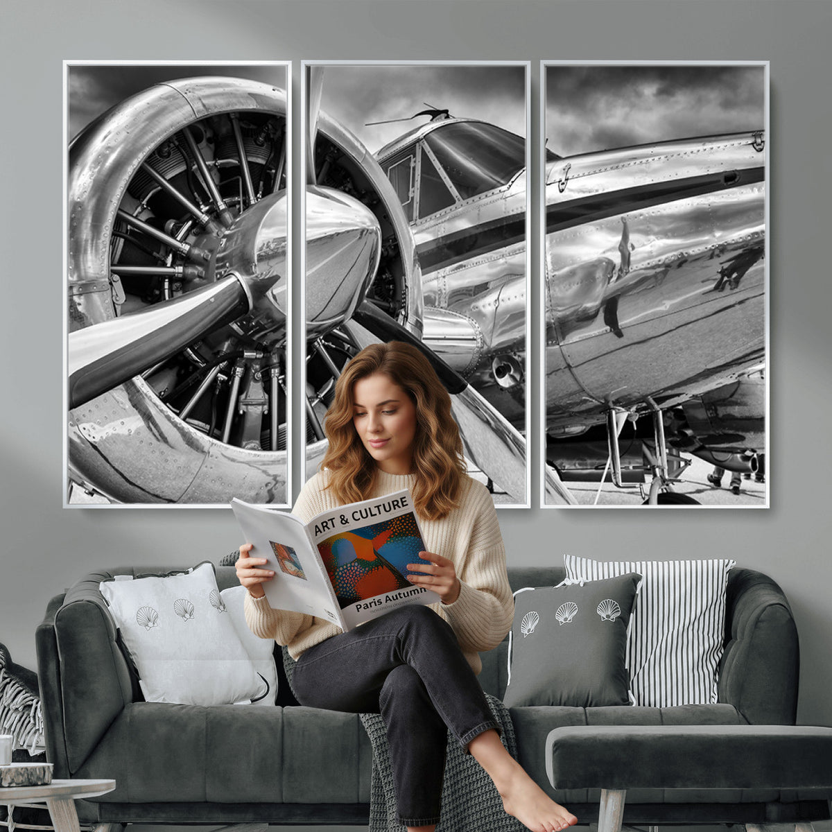 40672-MGV-CV-36X24 - Vintage Antique Airplane Wall Art Canvas Print