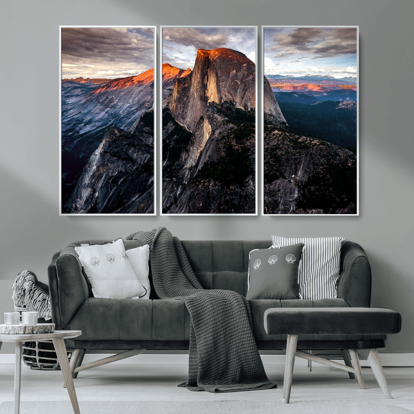 MGV-FC-48X32-3P - Half Dome Wall Art Print - Yosemite Majestic Triptych Landscape Print – National Park Nature Decor