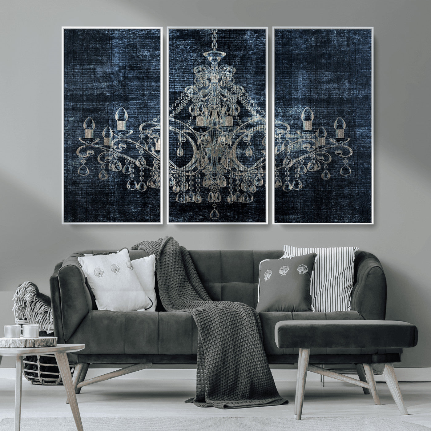 MGV-FC-48X32-3P - Dark Chandelier Wall Art Canvas Print