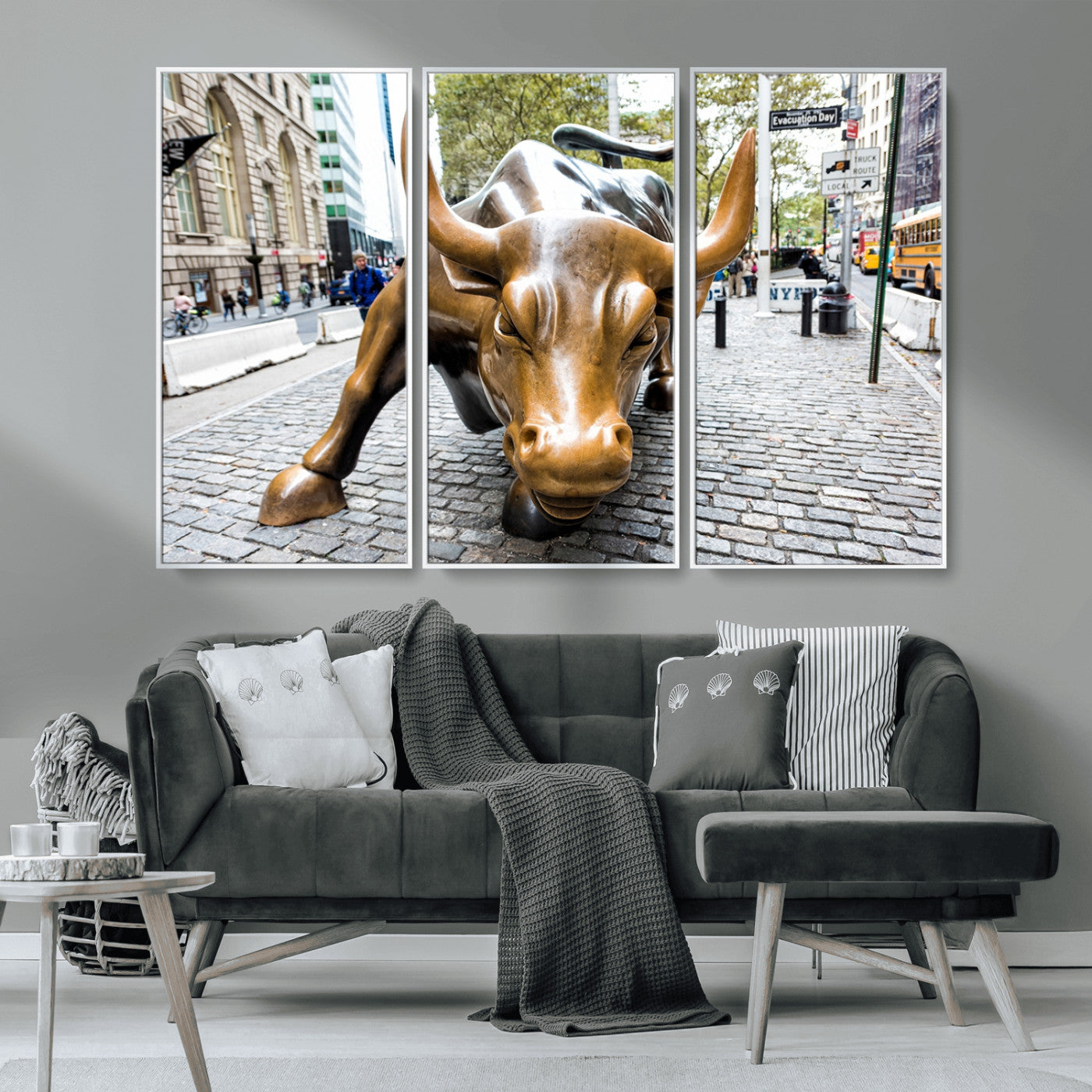 MGV-FC-48X32-3P - Charging Bull Wall Art Canvas Print