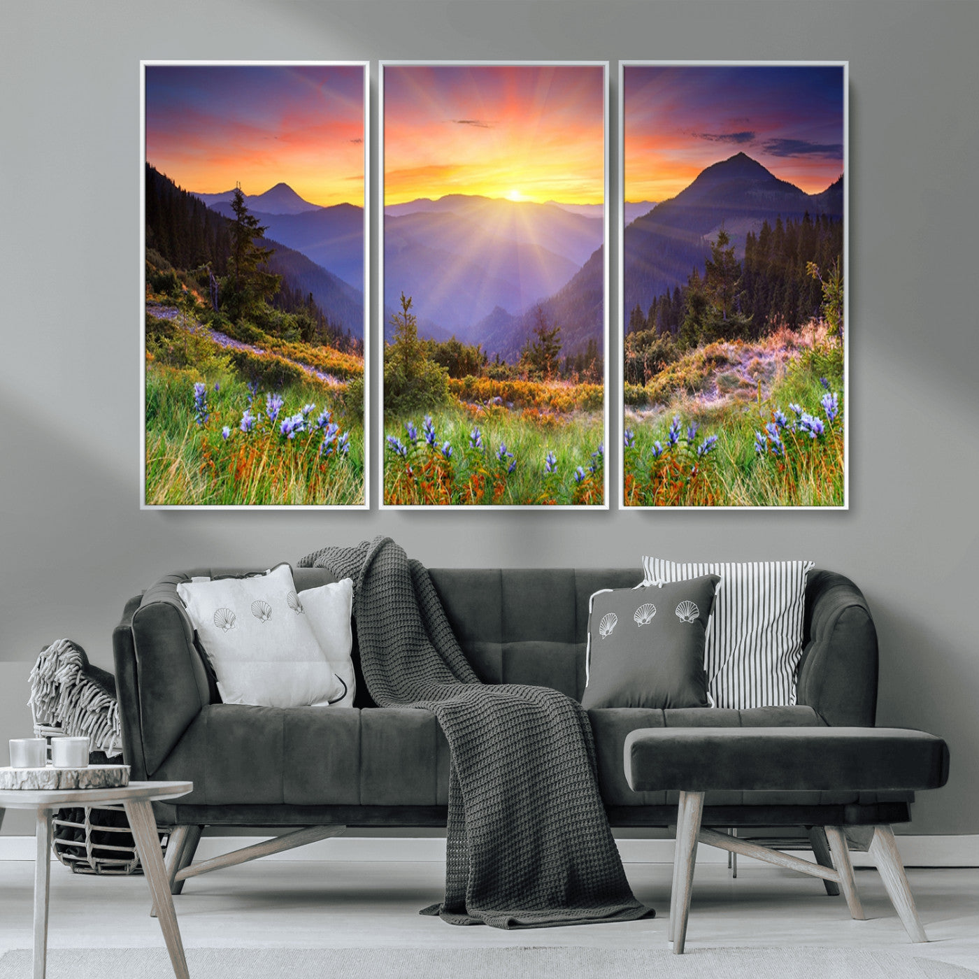 MGV-FC-48X32-3P - Mountain and Spring Wall Art Canvas Print
