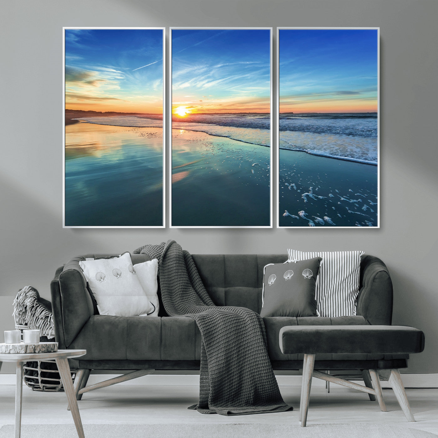 MGV-FC-48X32-3P - Blue Sky and Beach Wall Art Canvas Print