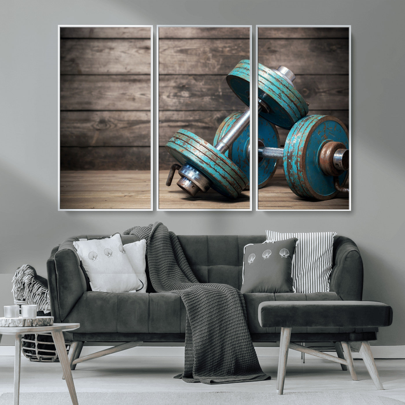 MGV-FC-48X32-3P - Dambell and Sport Wall Art Canvas Print