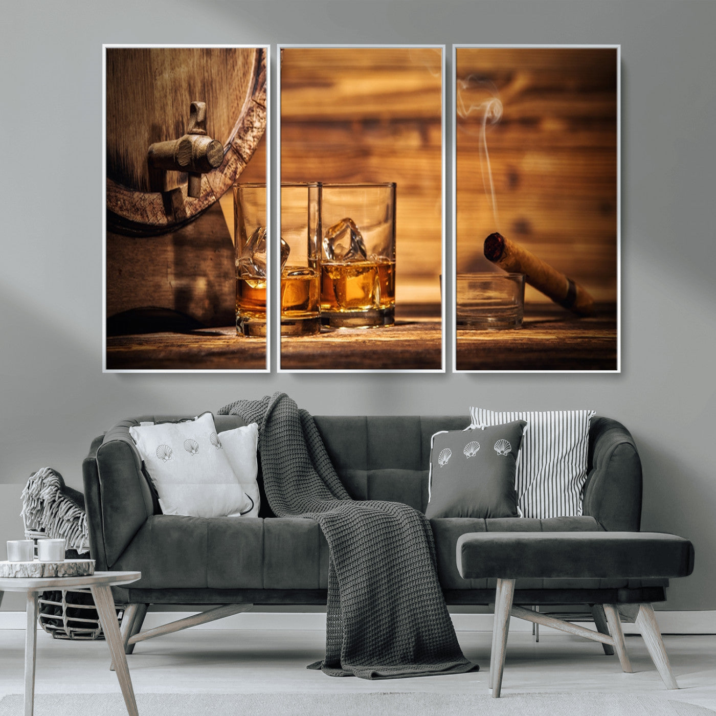 MGV-FC-48X32-3P - Rustic Whiskey and Barrel Canvas Print