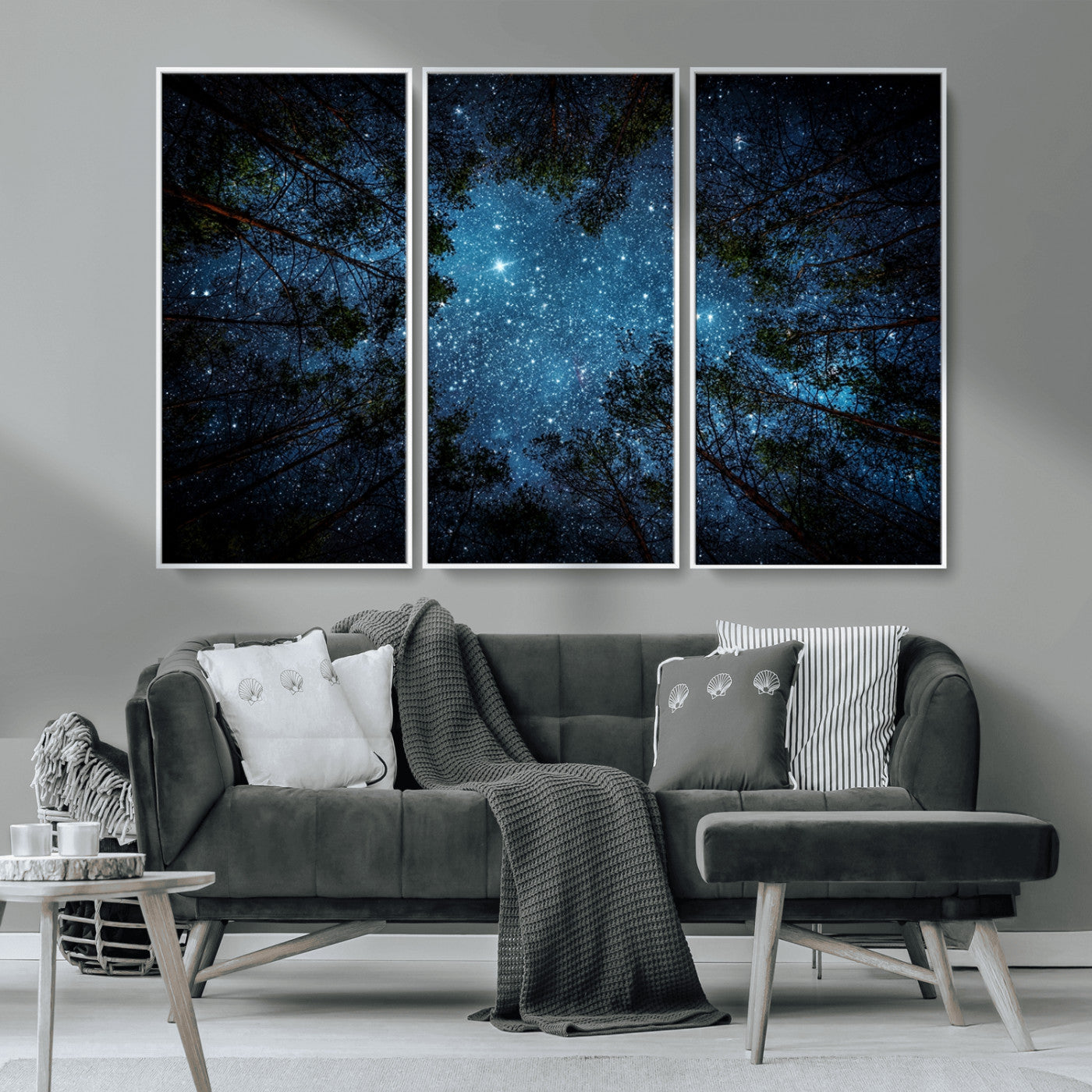 MGV-FC-48X32-3P - Forest and Stars Wall Art Canvas Print