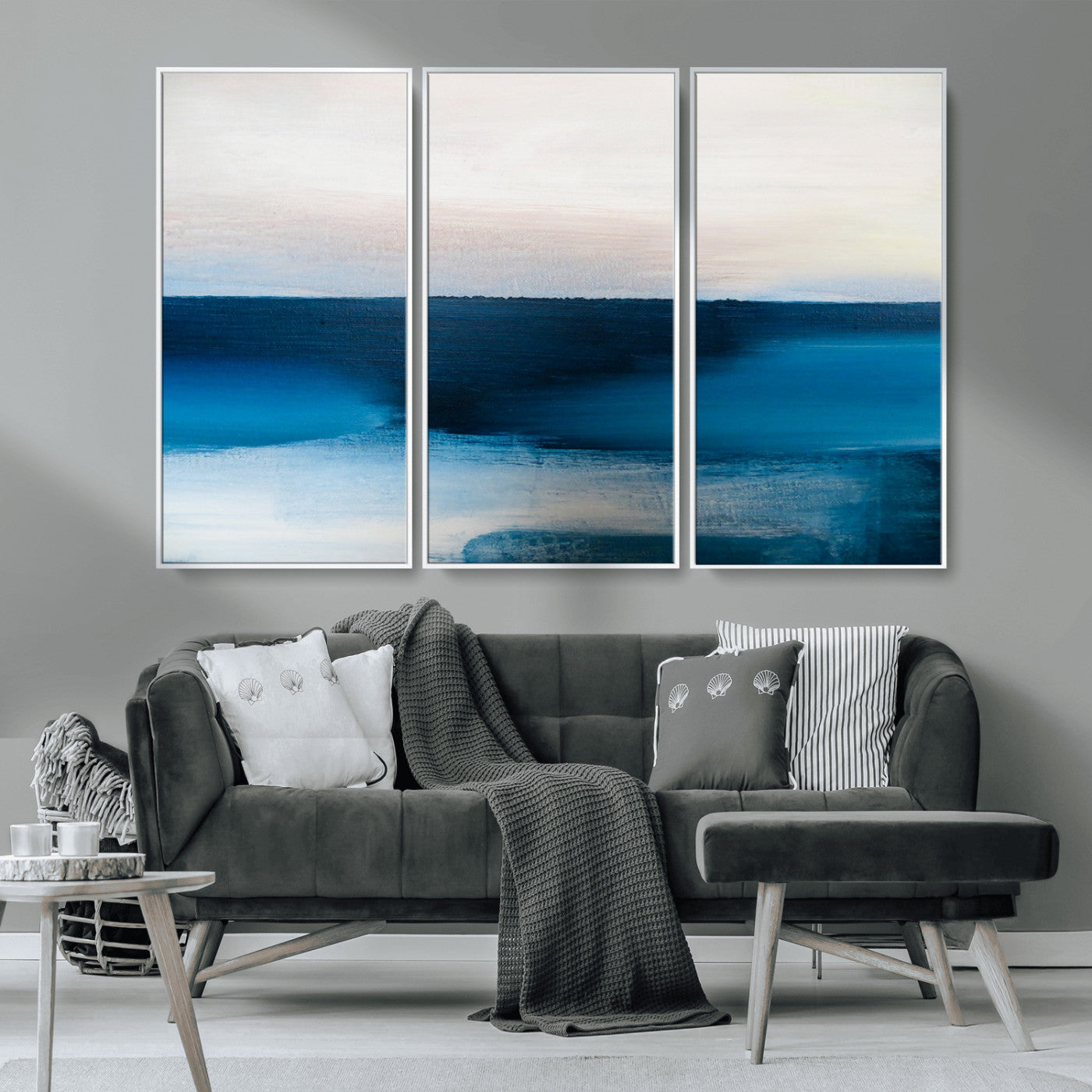 MGV-FC-48X32-3P - Dark Blue Abstract Wall Art Canvas Print