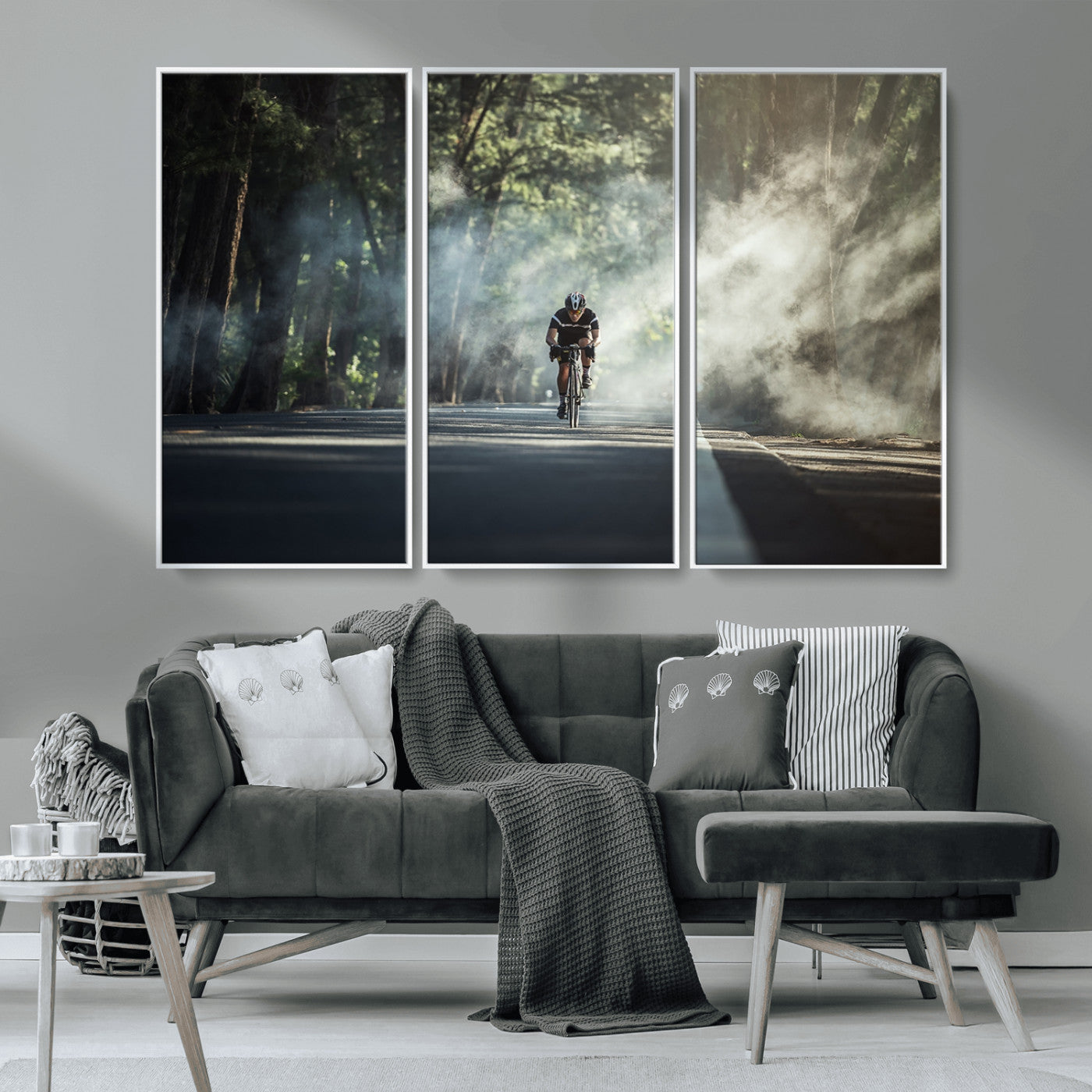 MGV-FC-48X32-3P - Cycling Road Bike in the Morning, Cycling Road Bike Canvas Print