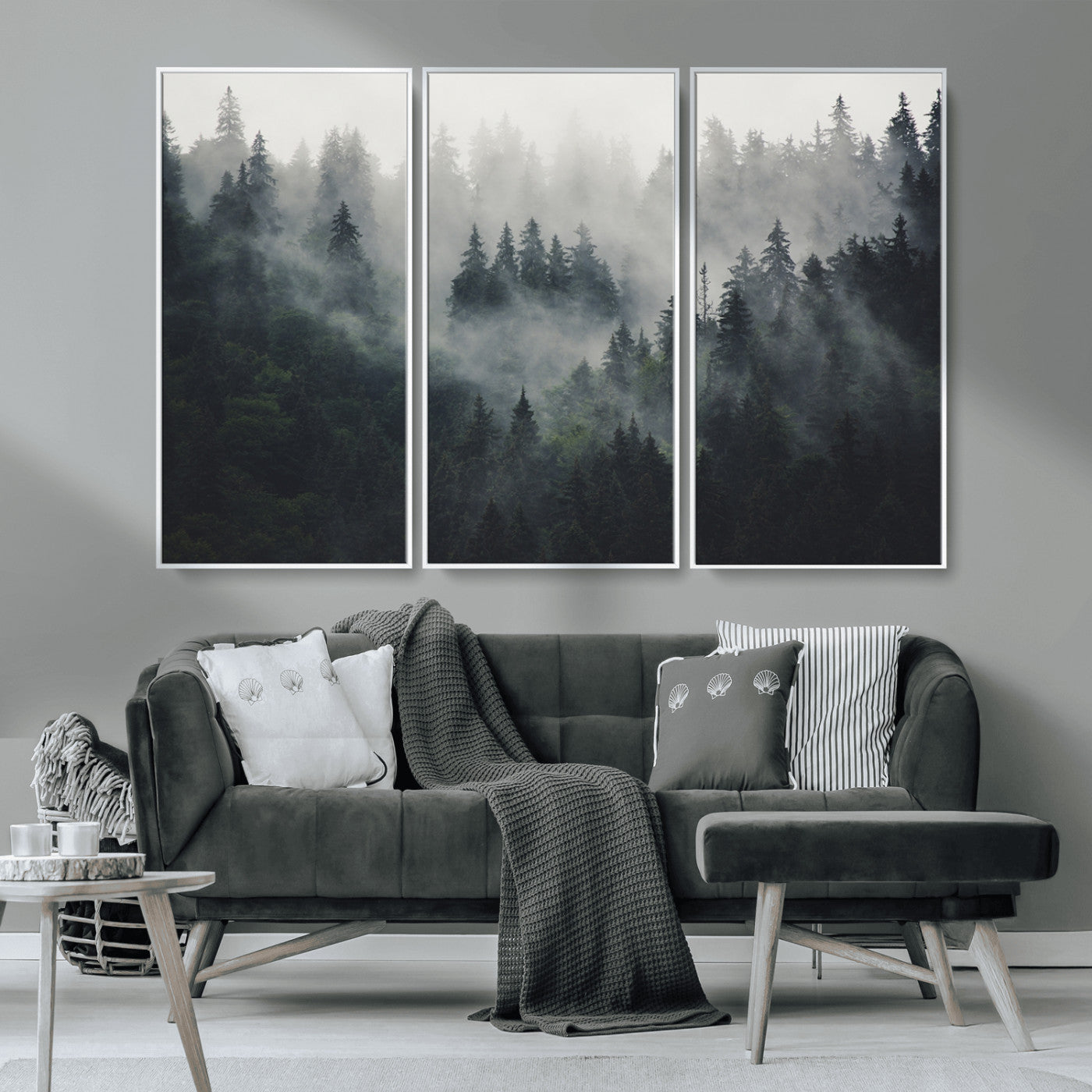 MGV-FC-48X32-3P - Nature Wall Decor - Serene Triptych Nature Print – Woodland Landscape Decor for Living Room or