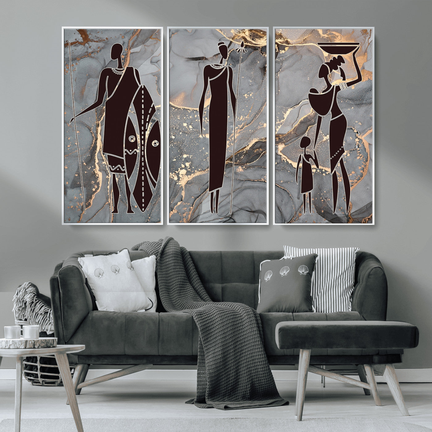 MGV-FC-48X32-3P - African American Wall Art African Women Painting Canvas Print