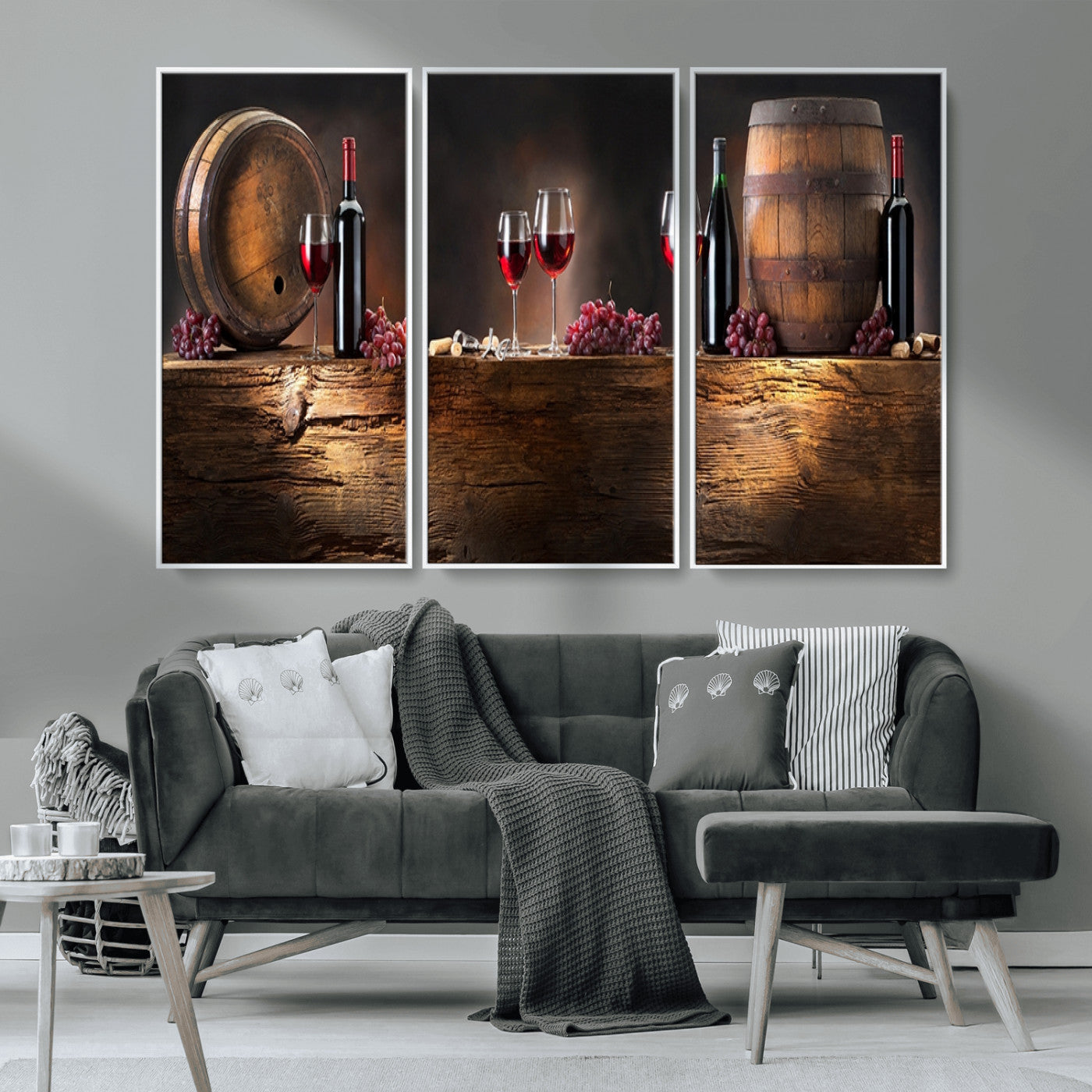 MGV-FC-48X32-3P - Wine and Barrels Wall Art Canvas Print