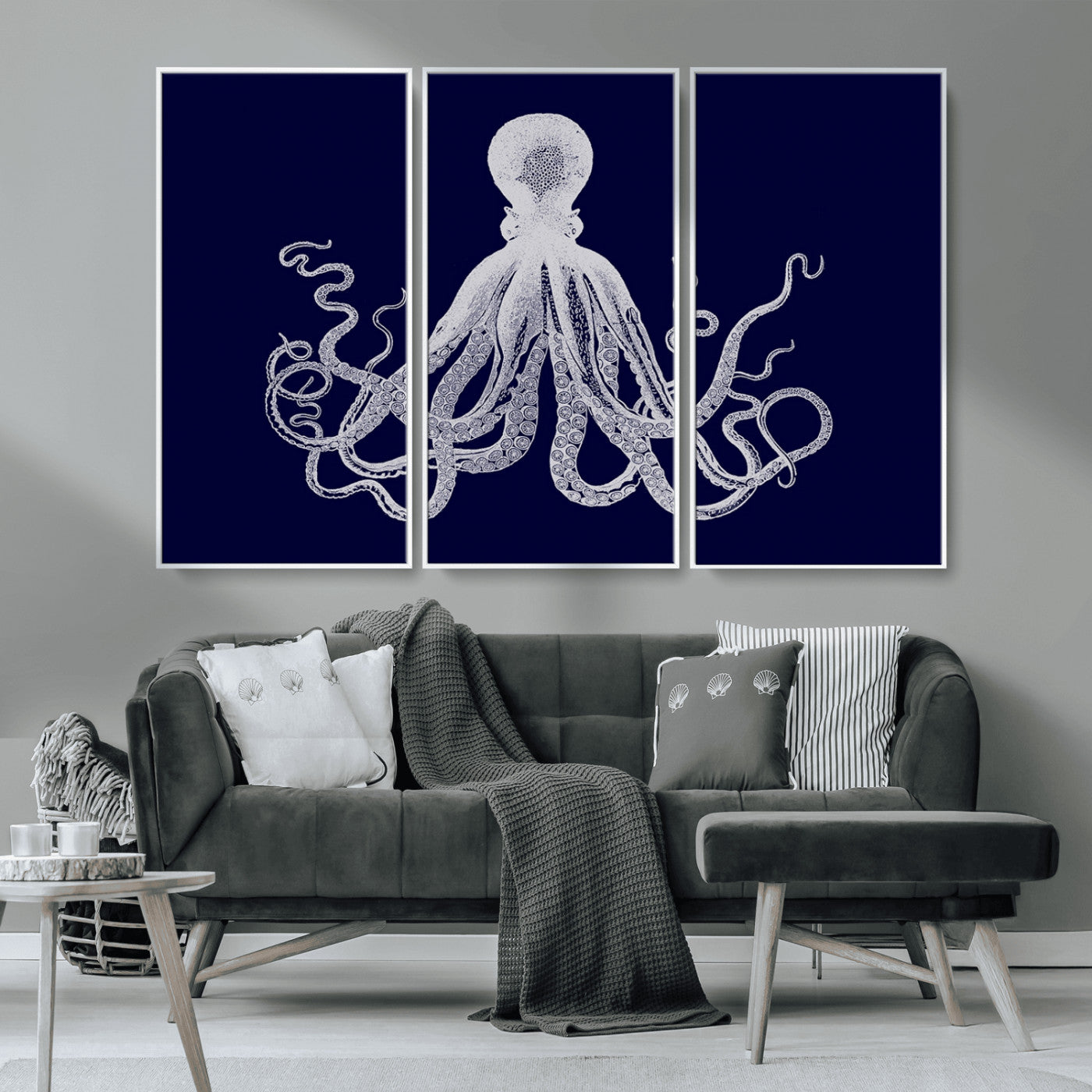 MGV-FC-48X32-3P - Blue Octopus Wall Art Canvas Print