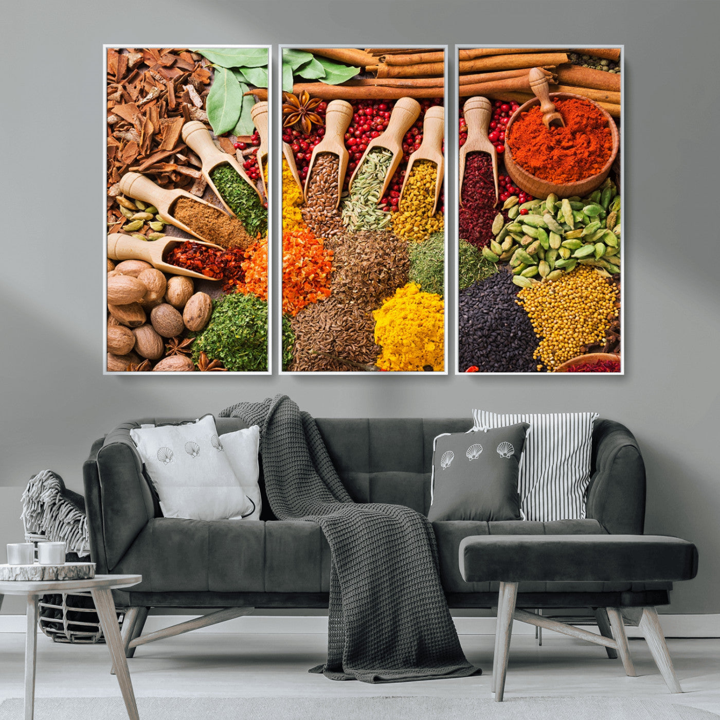 MGV-FC-48X32-3P - Herbs and Spices Art Canvas Print for Kitchen Kitchen, Dining Room Wall Decor