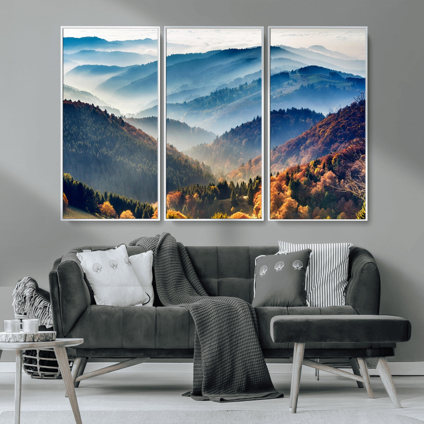 MGV-FC-48X32-3P - Mountains Forest Autumn Wall Art Canvas Print