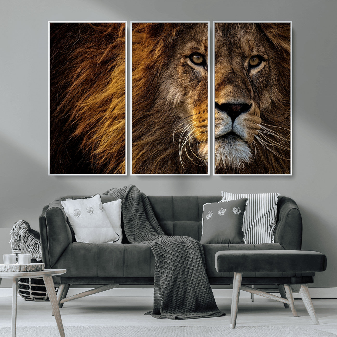 MGV-FC-48X32-3P - Mighty Lion Wall Art Animal Canvas Print