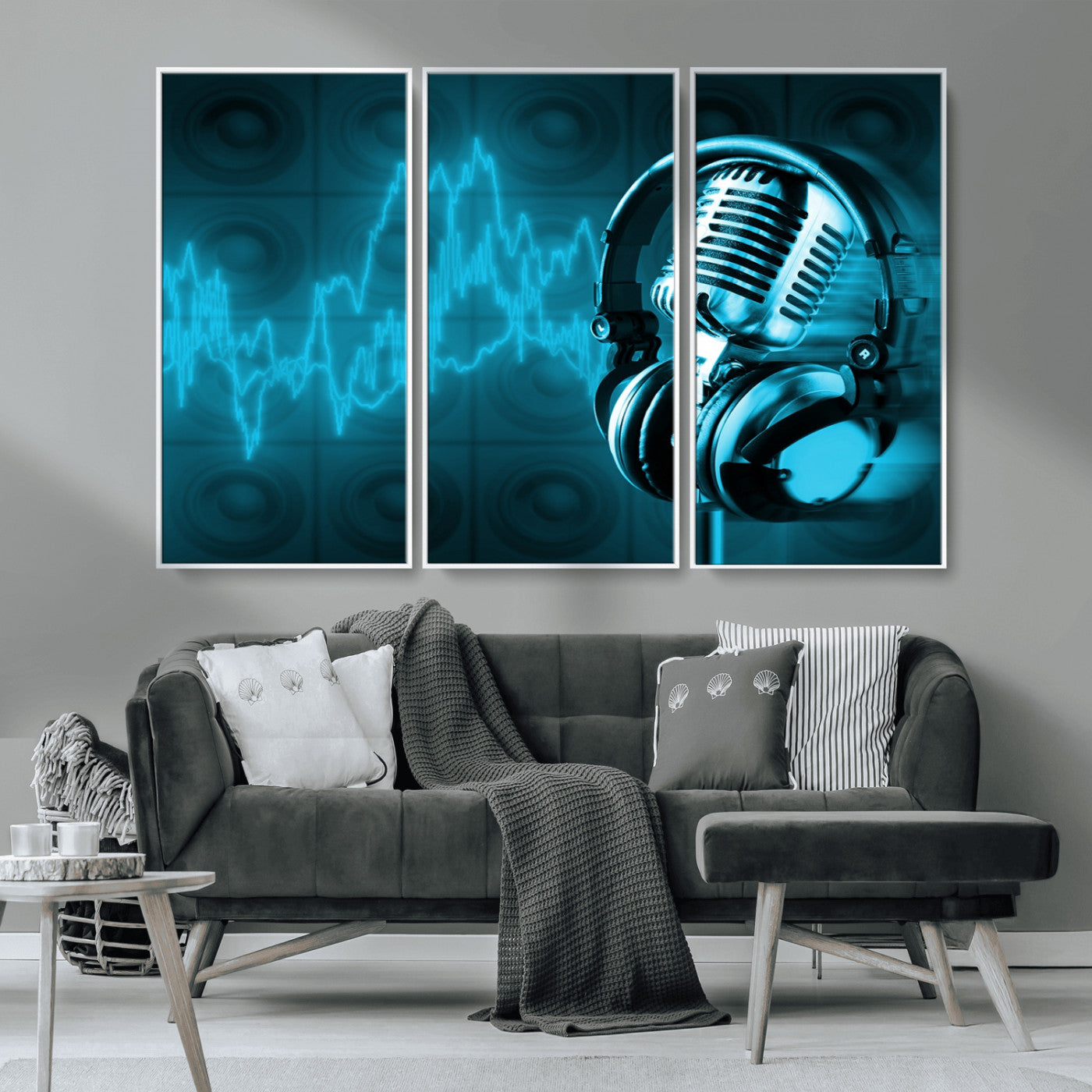 MGV-FC-48X32-3P - Music and Microphone Wall Art Canvas Print
