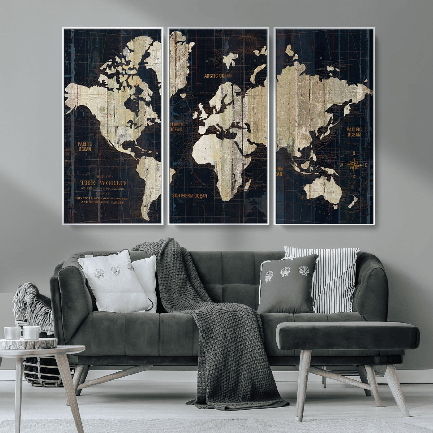 MGV-FC-48X32-3P - Push Pin World Map Canvas Print – Framed Wall Art for Couples to Track Their Travels – Anniversary