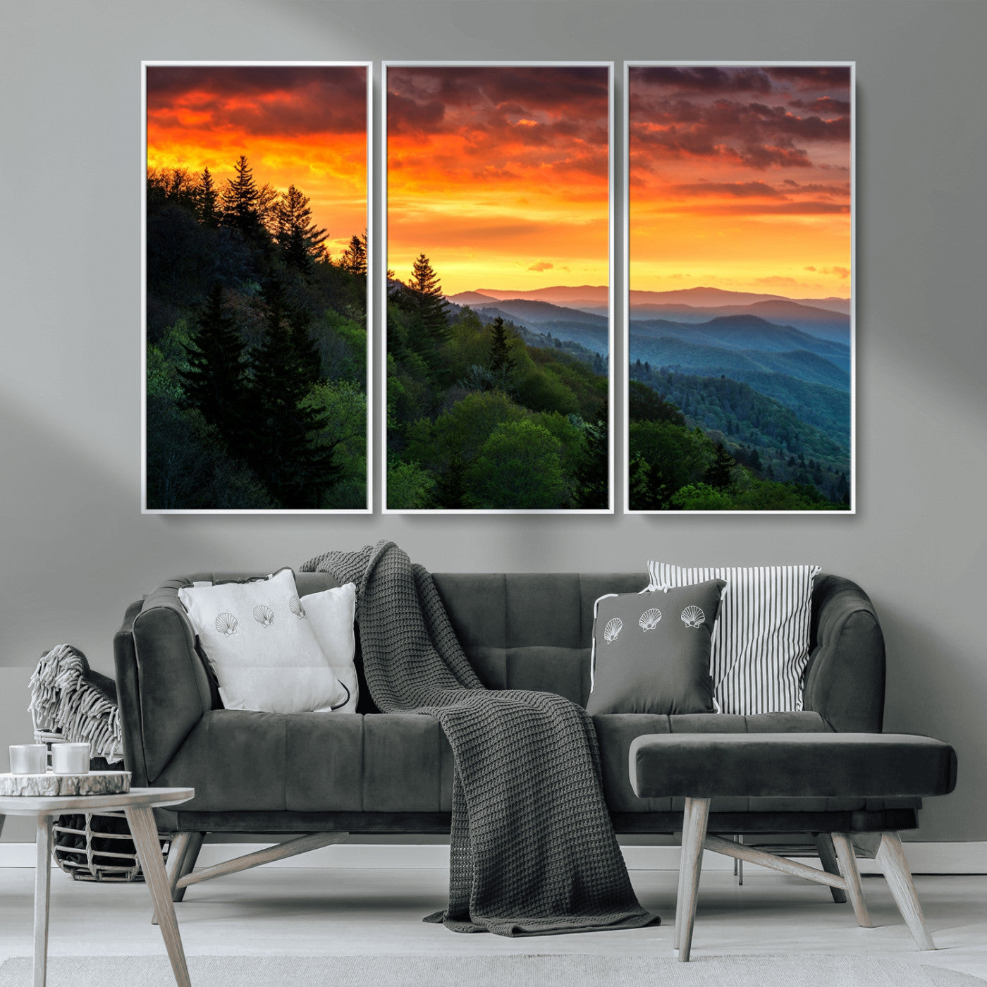 MGV-FC-48X32-3P - Forest Landscape Wall Art Sunset Canvas, Forest Sunset Canvas Print
