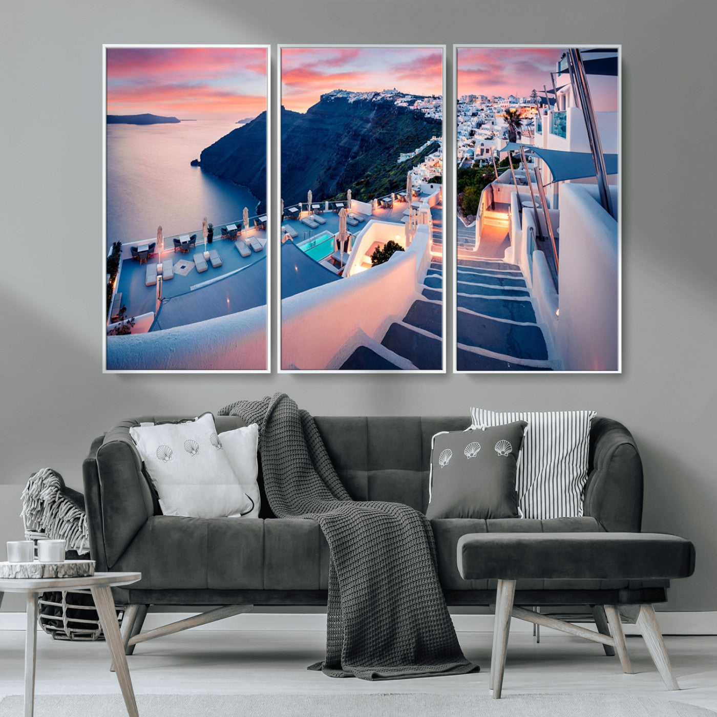 MGV-FC-48X32-3P - Santorini Island Wall Art Canvas Print