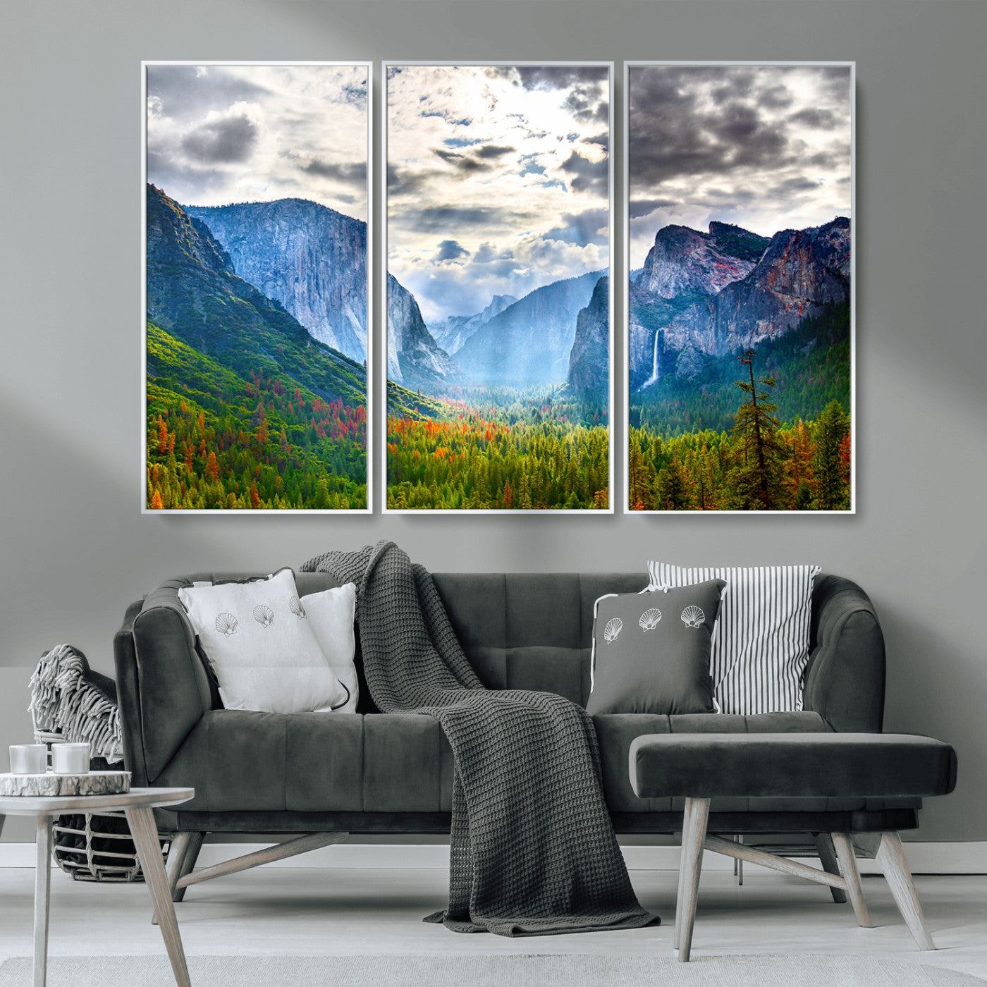 MGV-FC-48X32-3P - Yosemite Park Half Dome 3 Panel Canvas Print | Large Giclée Landscape Wall Art for Living Room,