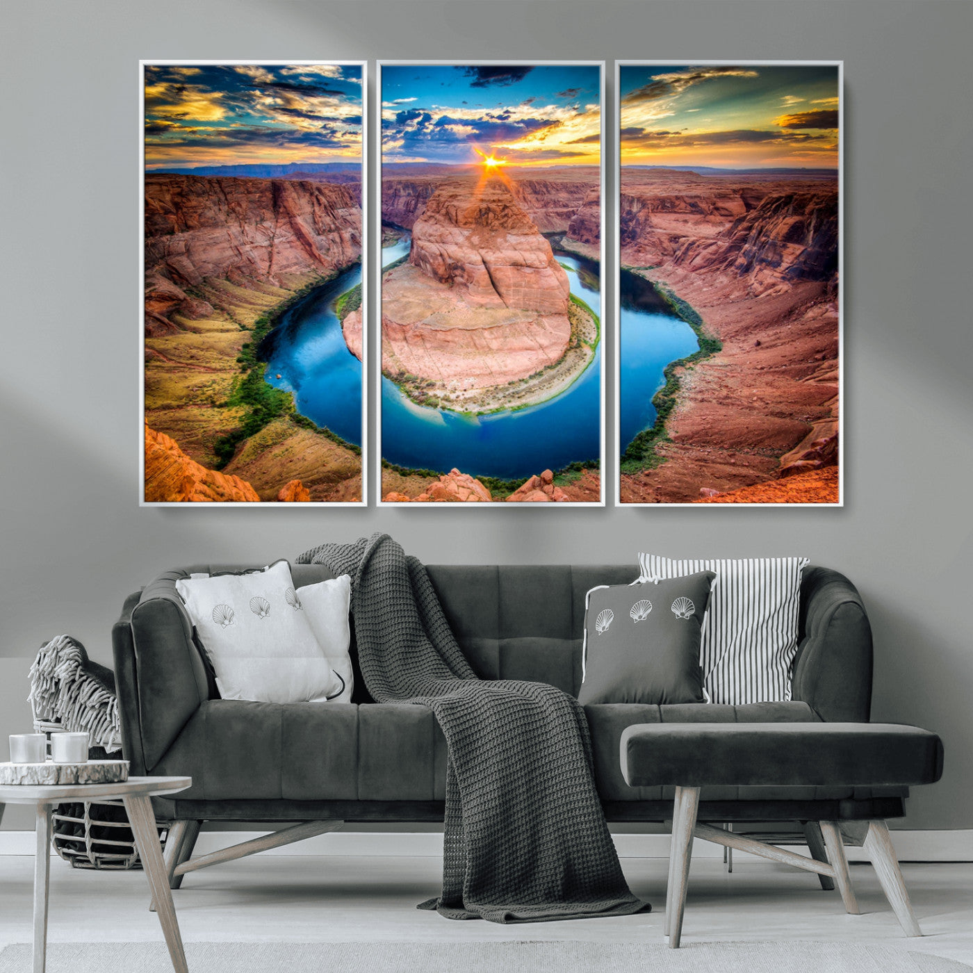 MGV-FC-48X32-3P - Sunset on the Horseshoe Bend Grand Canyon, Horseshoe Bend Grand Canyon Canvas Wall Art Print